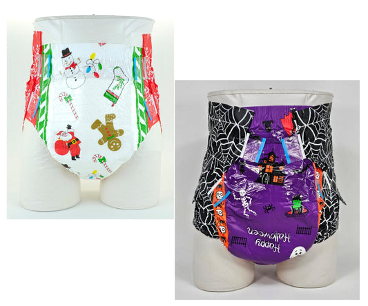 Summer SALE! - Christmas & Halloween Diapers Medium 28"-40" ABDL 2 - 10 Packs