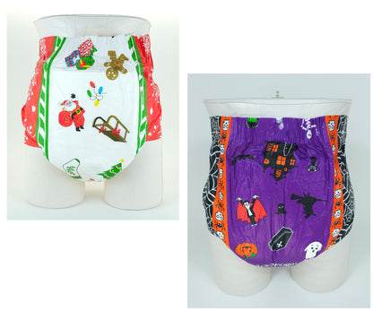 Summer SALE! - Christmas & Halloween Diapers Medium 28"-40" ABDL 2 - 10 Packs