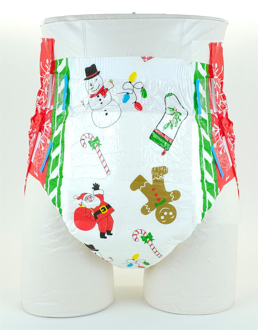 Summer SALE! - Lrg-Adult Printed Christmas Diapers Large 36"-48" Case/4 Packs